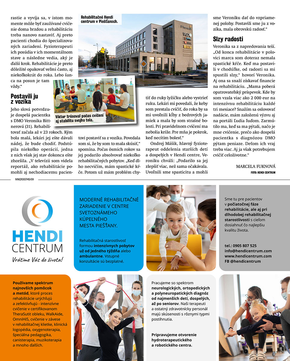 Gloria počas rehabilitácie v HENDI CENTRE